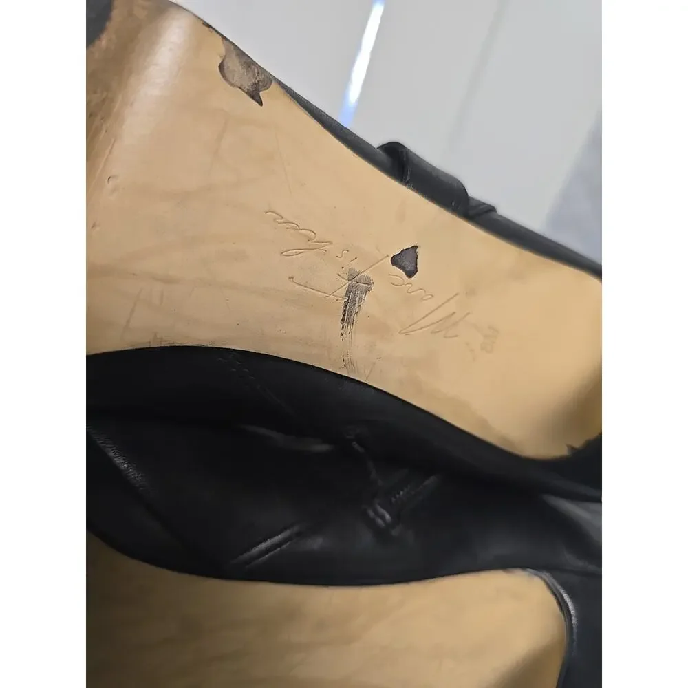 Marc Fisher Tracey 3 Black Leather Side Zip Old Money Heeled Boots Womans Sze 8M